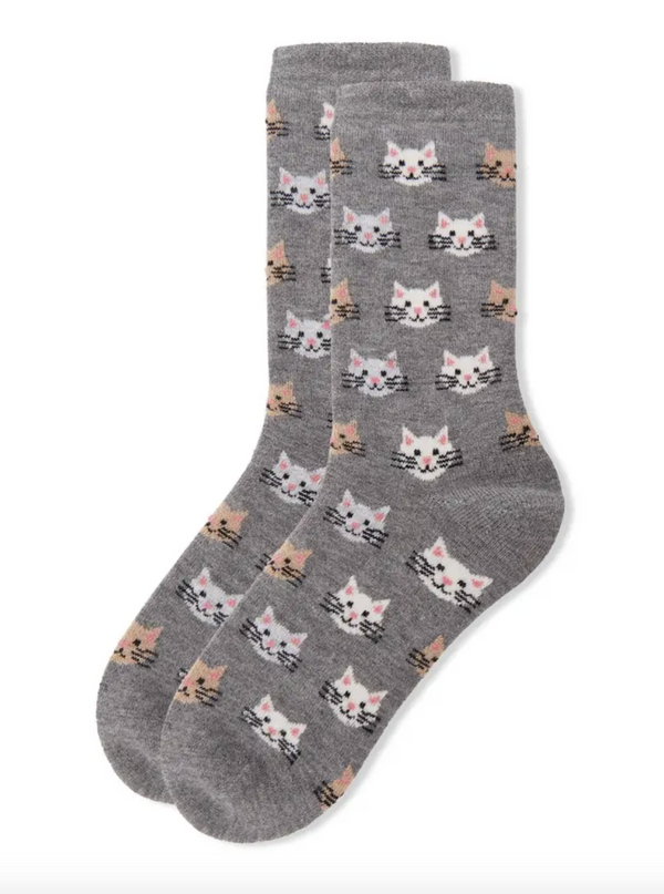 Cat Face Cashmere Crew Socks