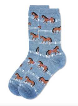 Denim Horses Bamboo Blend Crew Socks