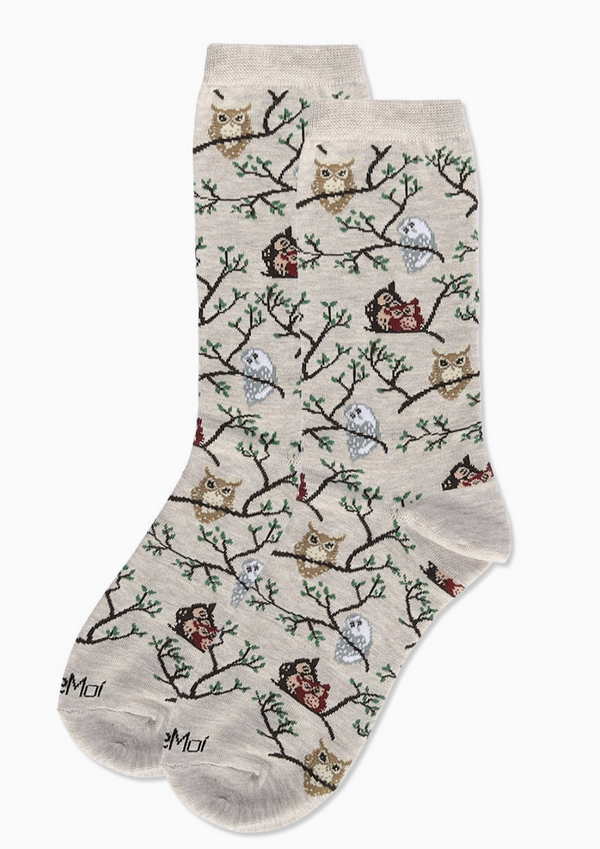 Women's Owls Bamboo Crew Socks