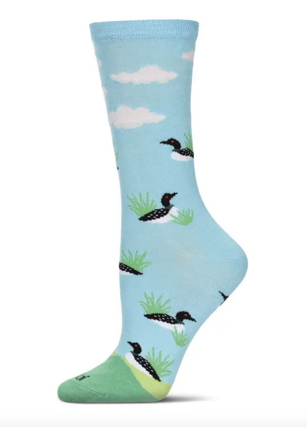 Loon Bird Bamboo Blend Crew Socks
