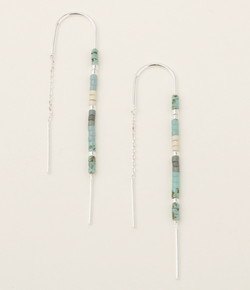 Silver Turquoise Miyuki Thread Earring