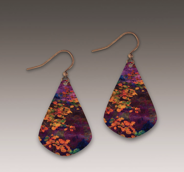 Burgundy Floral Tear Drop Earring