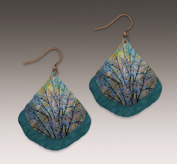 Blue Branches Gingko Layered Earrings