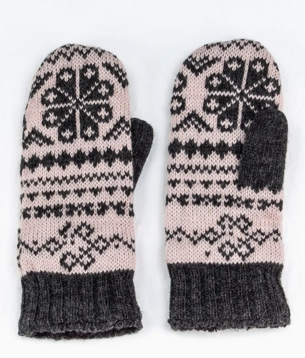 Blush Wool Knit Mittens