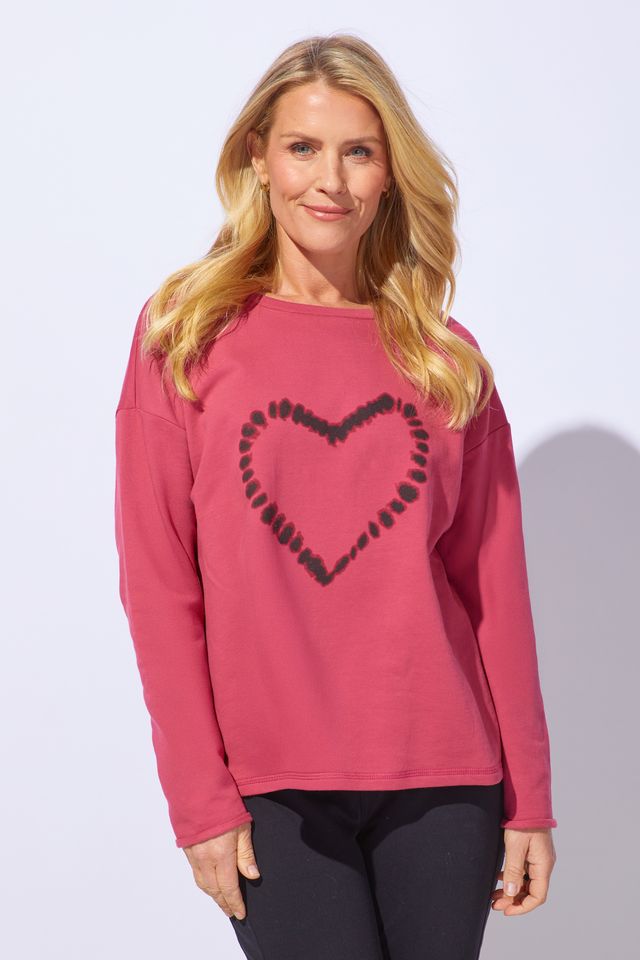 Pink Heart Fleece Pullover