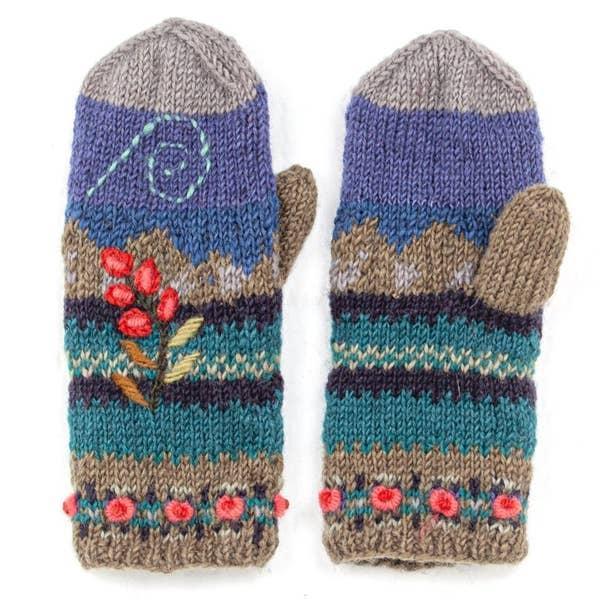 Blue Wool Chloe Mitten