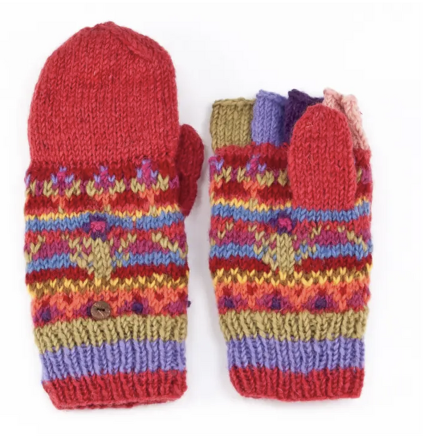 Pink Galena Wool Finger Mitten