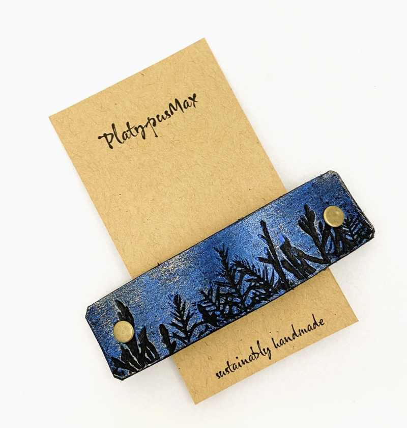 Moon Trees Leather Barrette