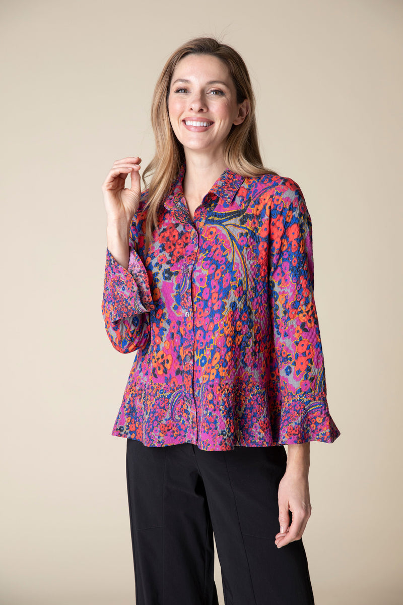 Paisley Ruffle Hem Blouse