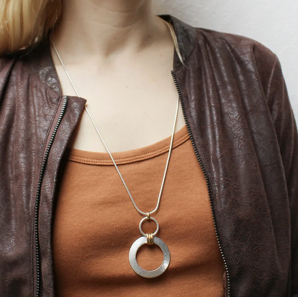 Triple Linked Rings Long Necklace