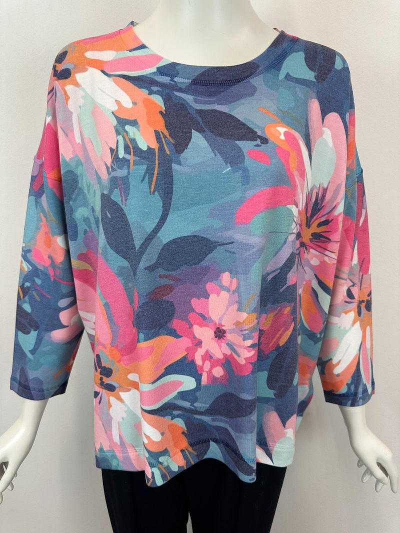 Blue and Pink Multi FLoral Top