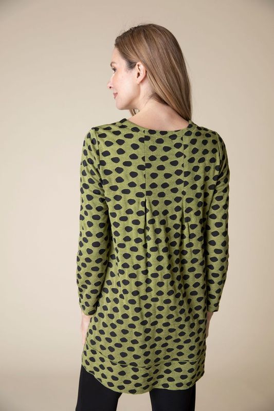 Pear Polk Dot Pleat Back Tunic Top