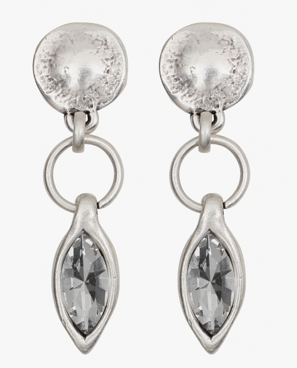 Crystal Post Pewter Earrings