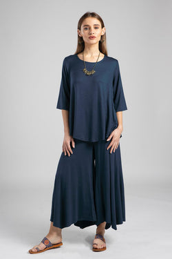 Navy Onesize Crop Flare Pant
