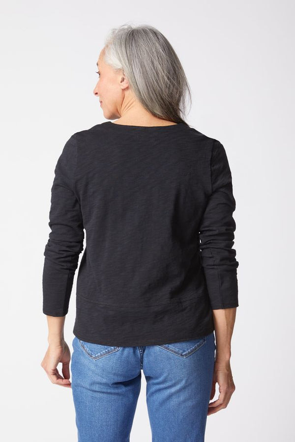 Black Notched Hem Cotton Tee