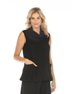 Black Cowl Neck Shaped Tunic Tank