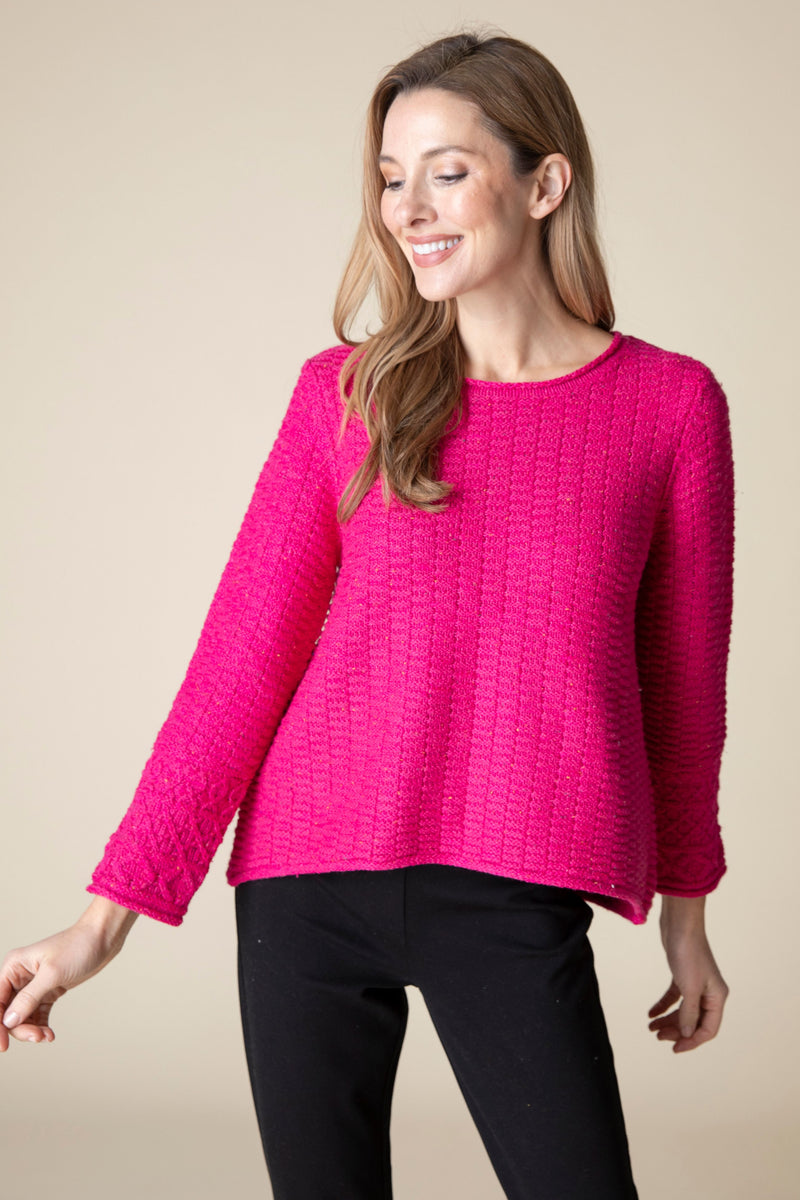 Raspberry Tweed Stitch Sweater