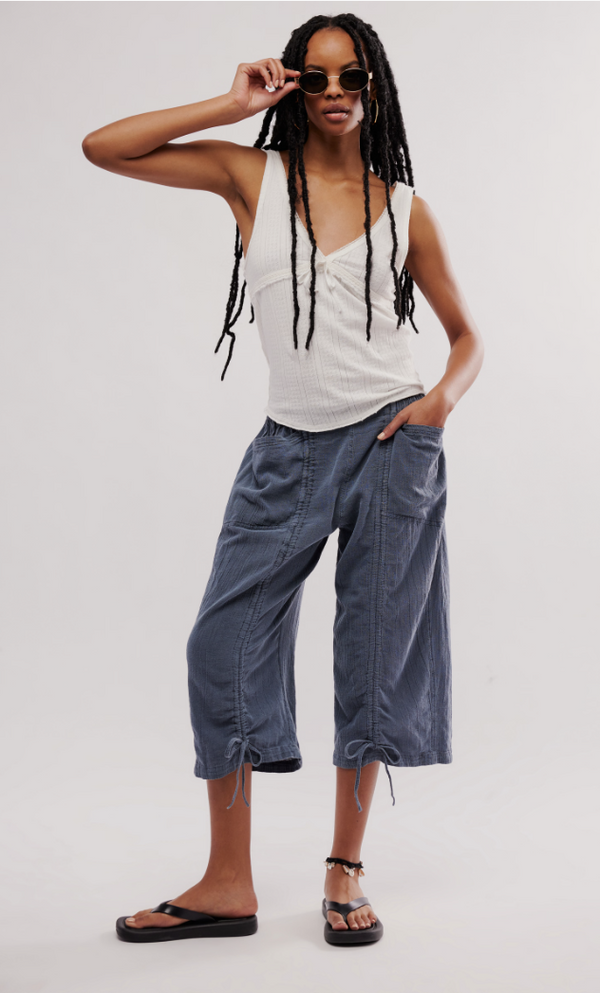 Ruched Gaucho Pull-On Pants