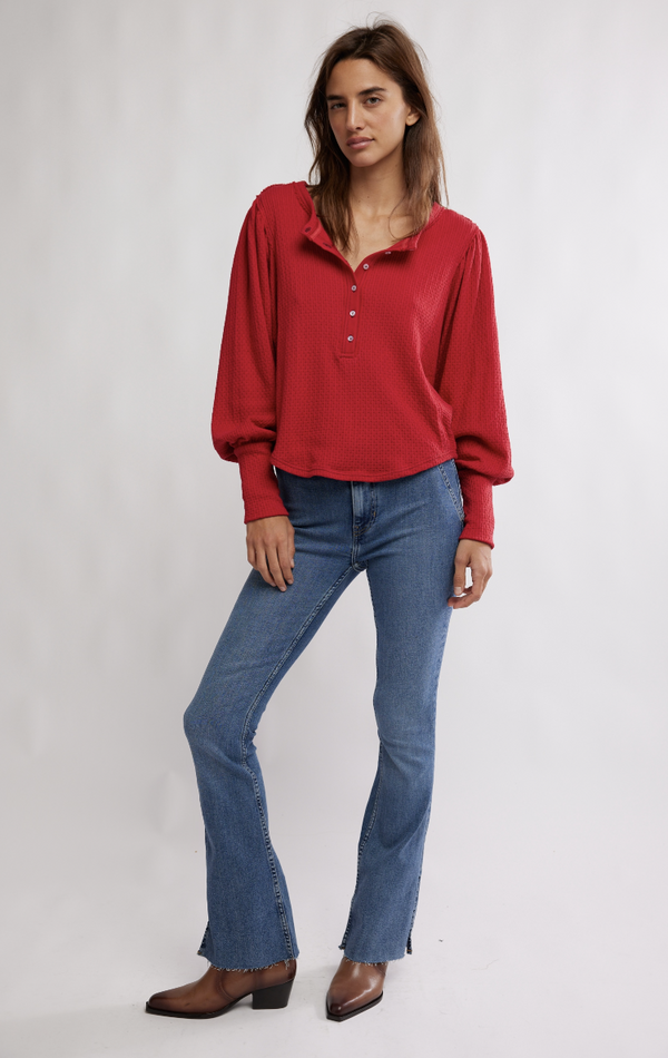 Red Knit Thermal Top
