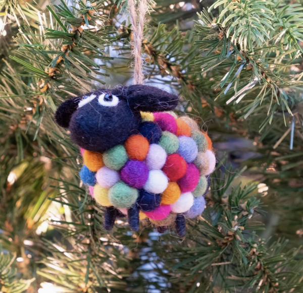 Rainbow Ball Sheep Felt Ornament