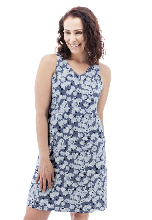 Blue Floral Tank Dress