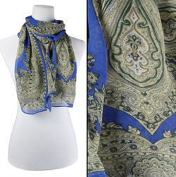 Royal Blue Paisley Silky scarf