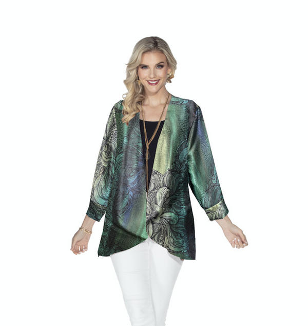 Green Swirls Open Jacket