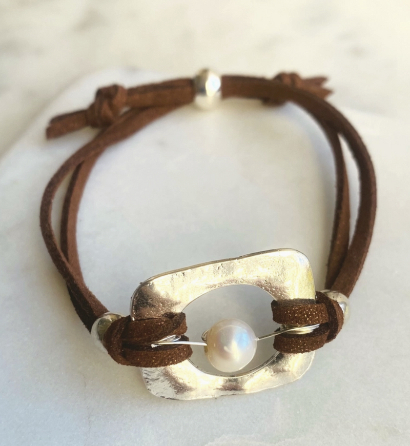 Pearl & Square Adjustable Bracelet