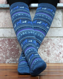 Teal Alpaca Crew Socks