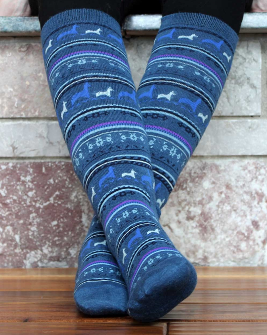 Teal Alpaca Crew Socks