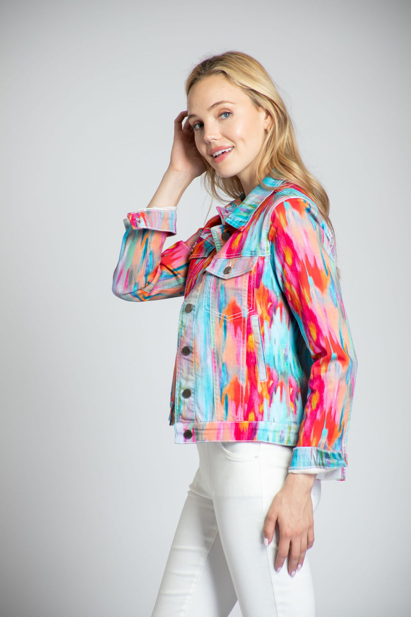Multi Watercolor Jean Jacket