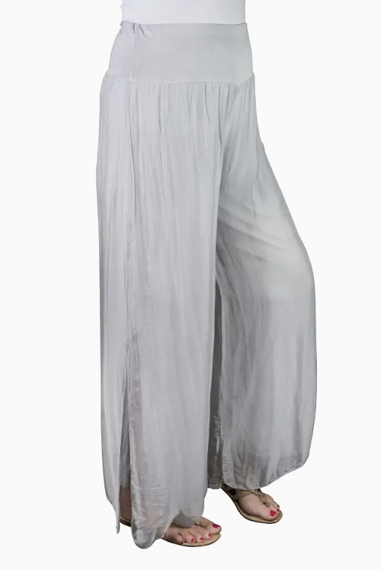 Pearl Silk Side Slit Pant