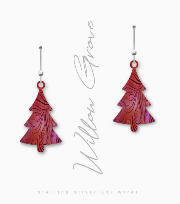 Red Tree Earrings