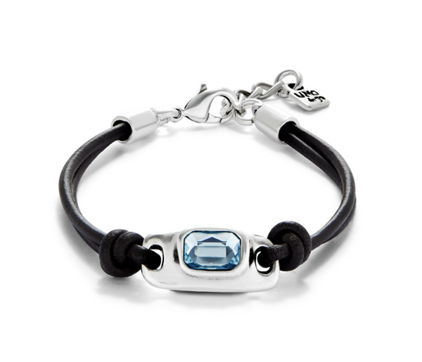 Aqua Crystal Leather Bracelet