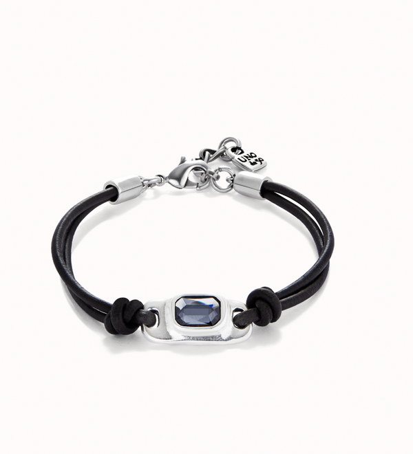 Grey Crystal Leather Bracelet