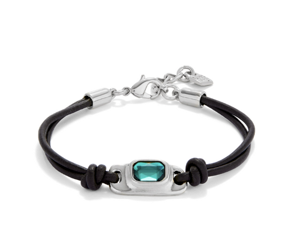 Teal Crystal Leather Bracelet