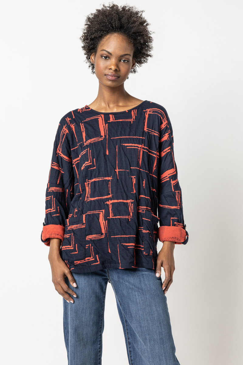 Navy Liana Weave Top