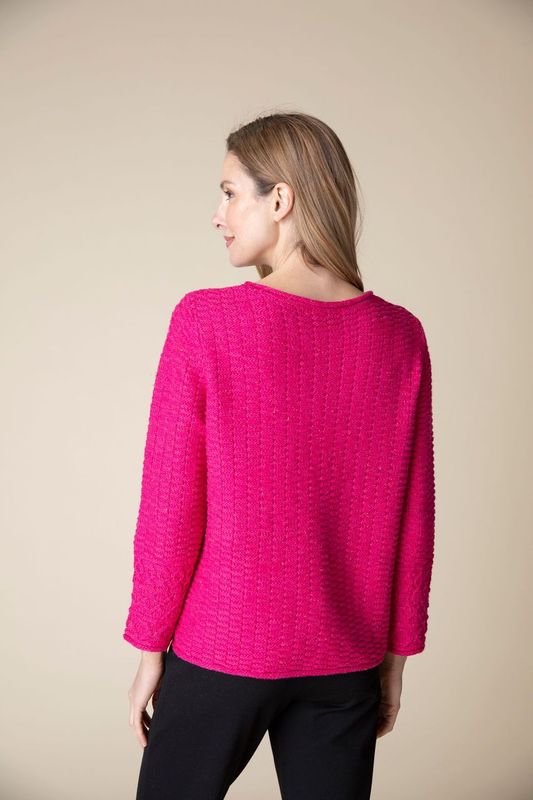 Raspberry Tweed Stitch Sweater