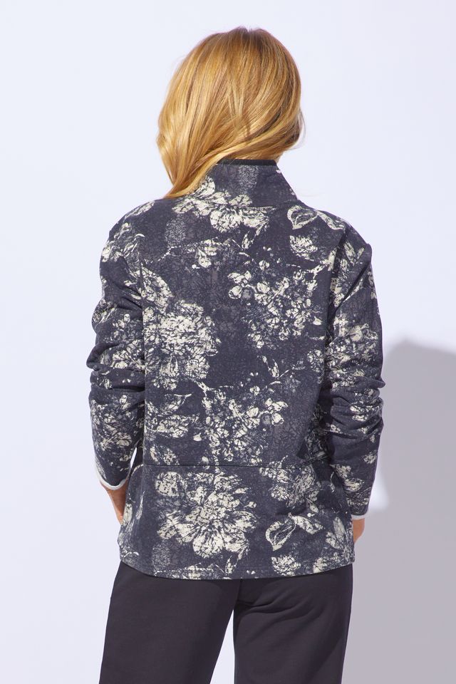 Black Floral Fleece Pullover