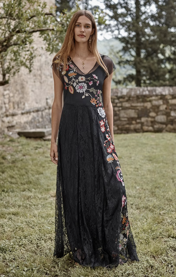 Black Embroidered Maxi Dress