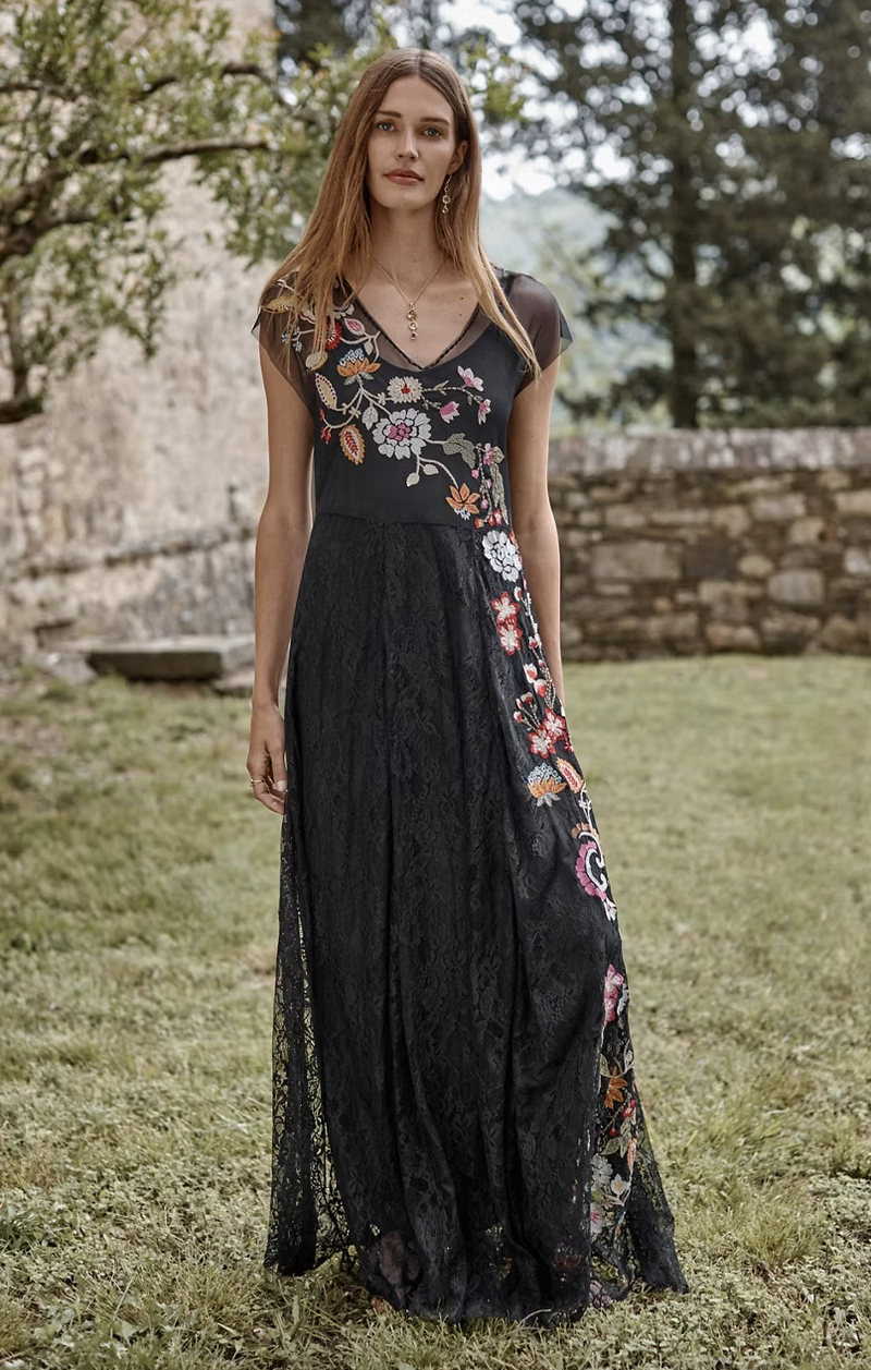 Black Embroidered Maxi Dress