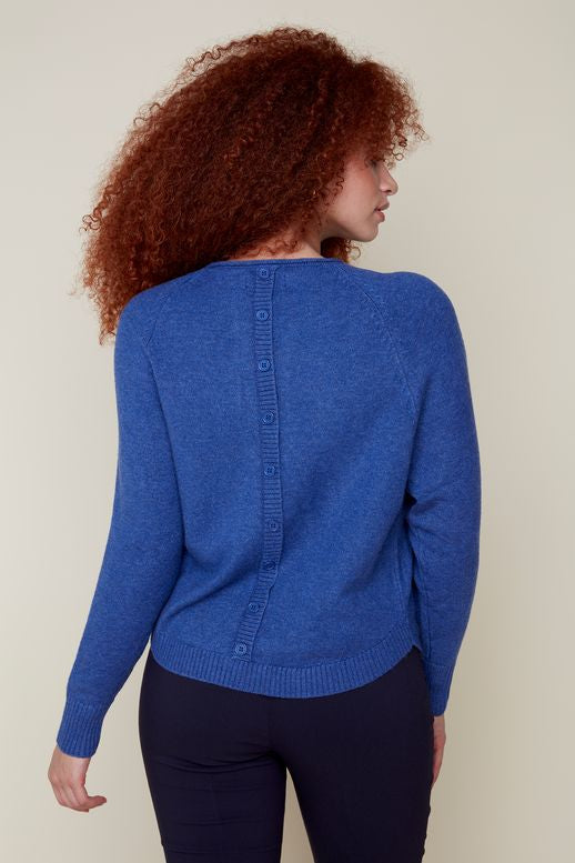 Lapis Heather Button Sweater