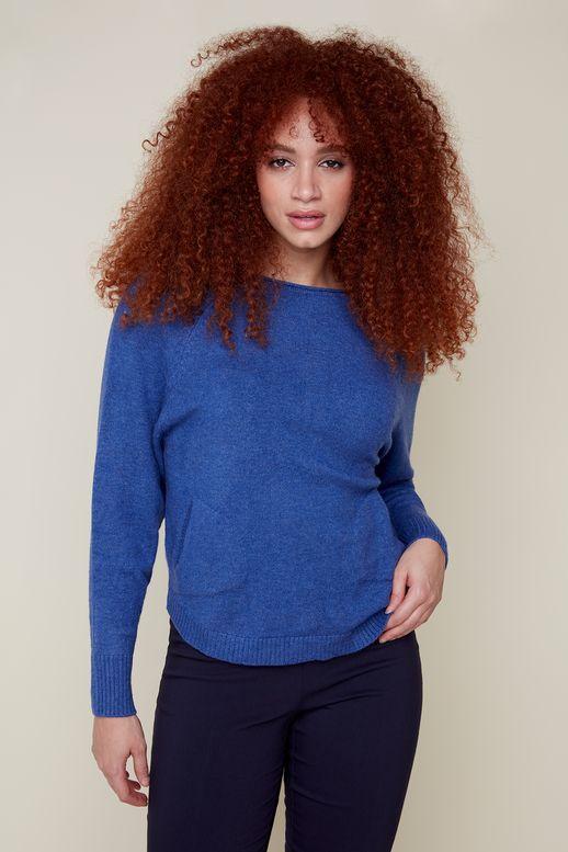 Lapis Heather Button Sweater