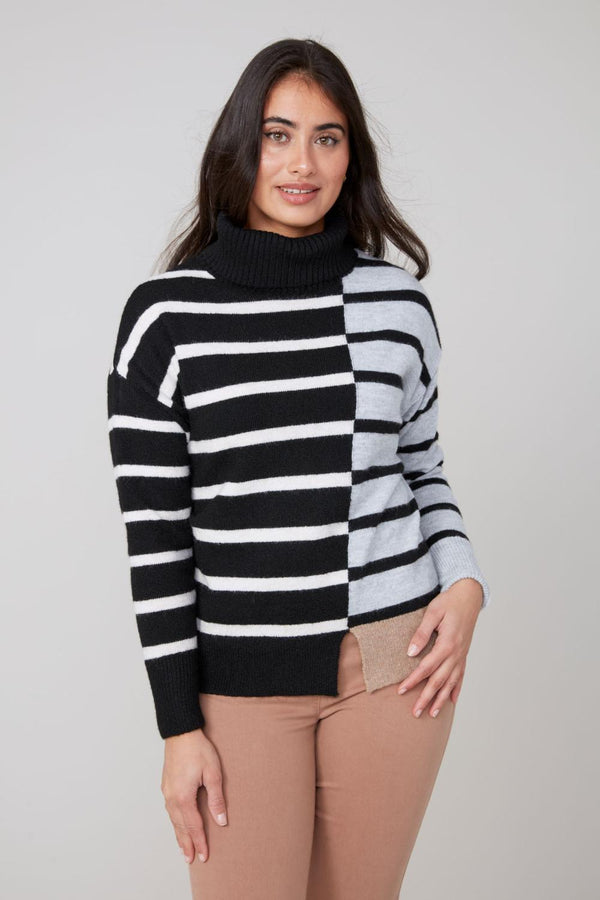 Black & Grey Striped Sweater
