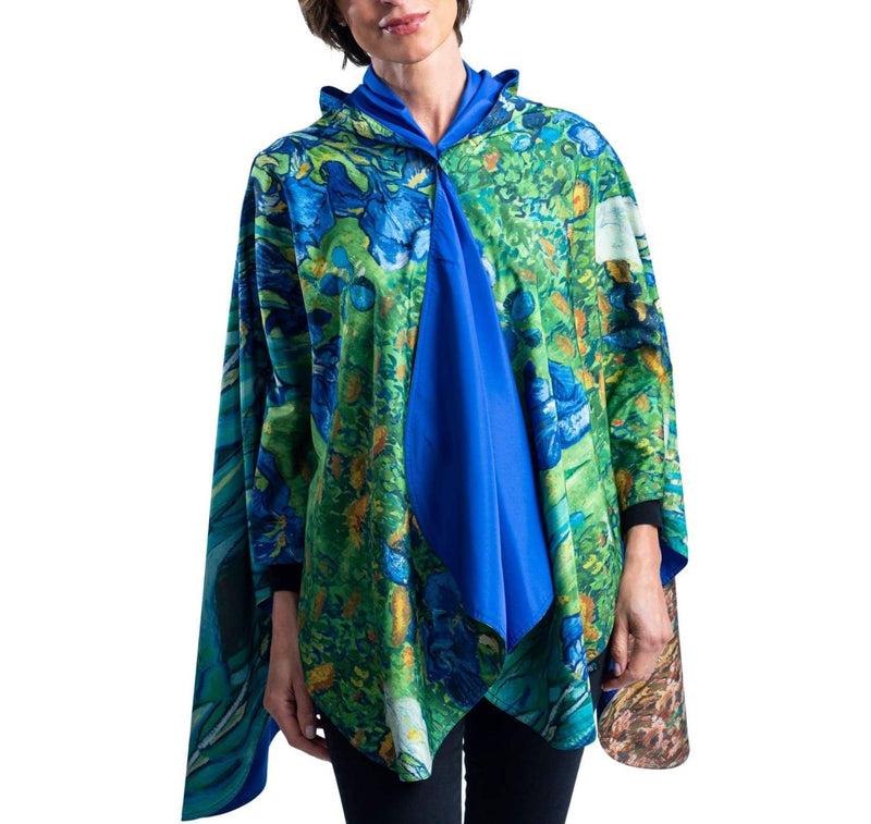 Van Gogh Irises Rain Poncho