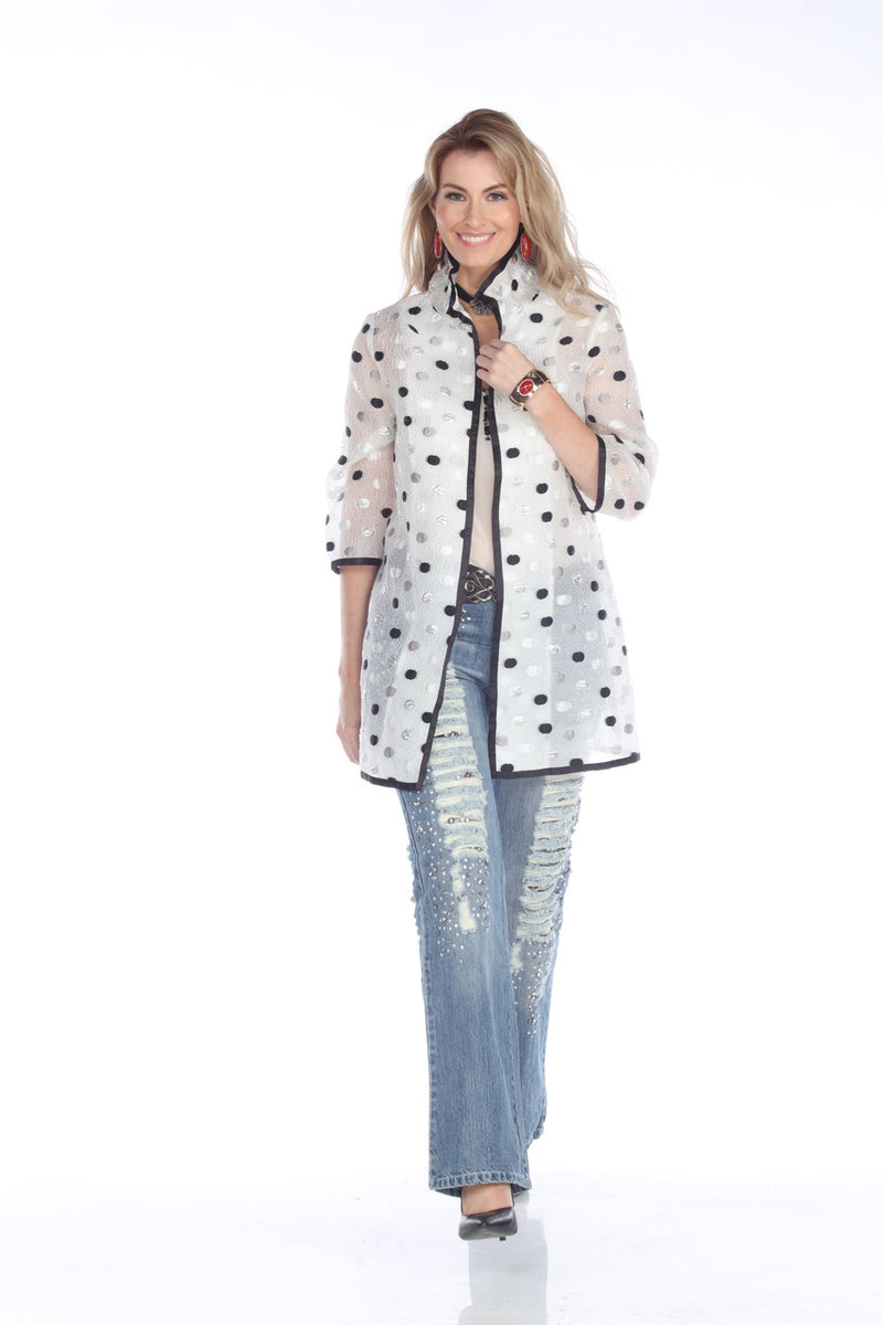 White Polka Dot Open Jacket