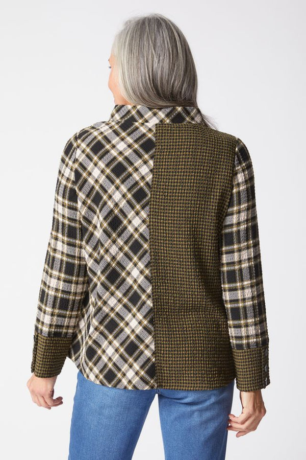 Avocado Plaid Button Cuff top