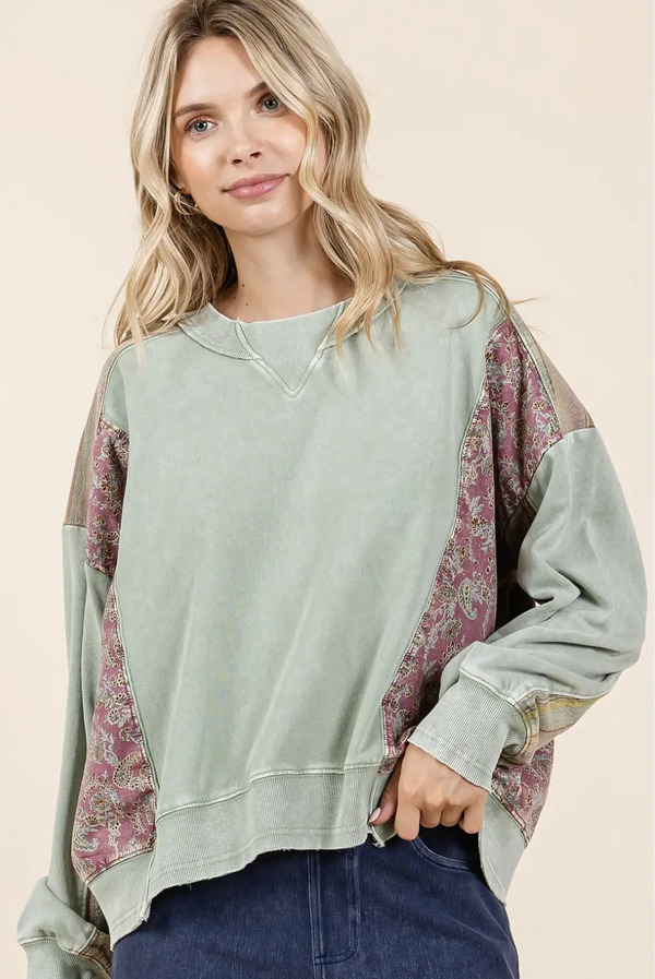 Sage Patchwork Top