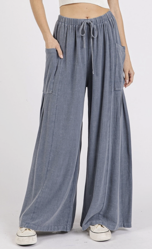 Denim Pocket Wide Leg Pant
