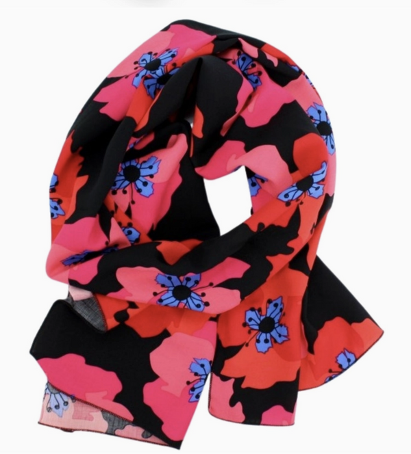 Red & Blue Poppies Scarf